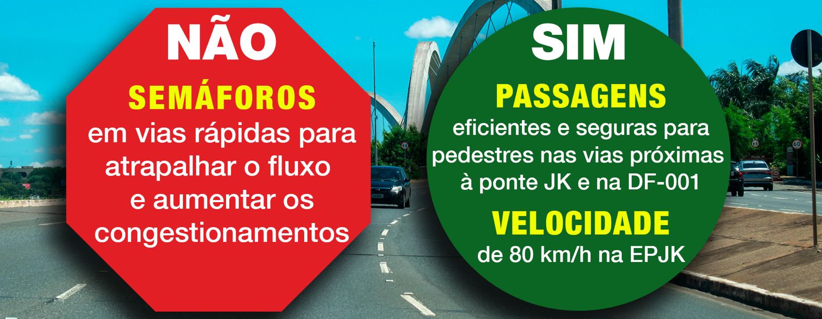 Moradores do Jardim Botânico protestam em outdoor contra a falta de passagens de pedestres e a instalação de semáforos em via rápida